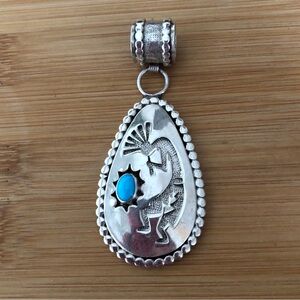 $118  Navajo Running Bear Native American Estate Pendant  Sterling Marked RB 925